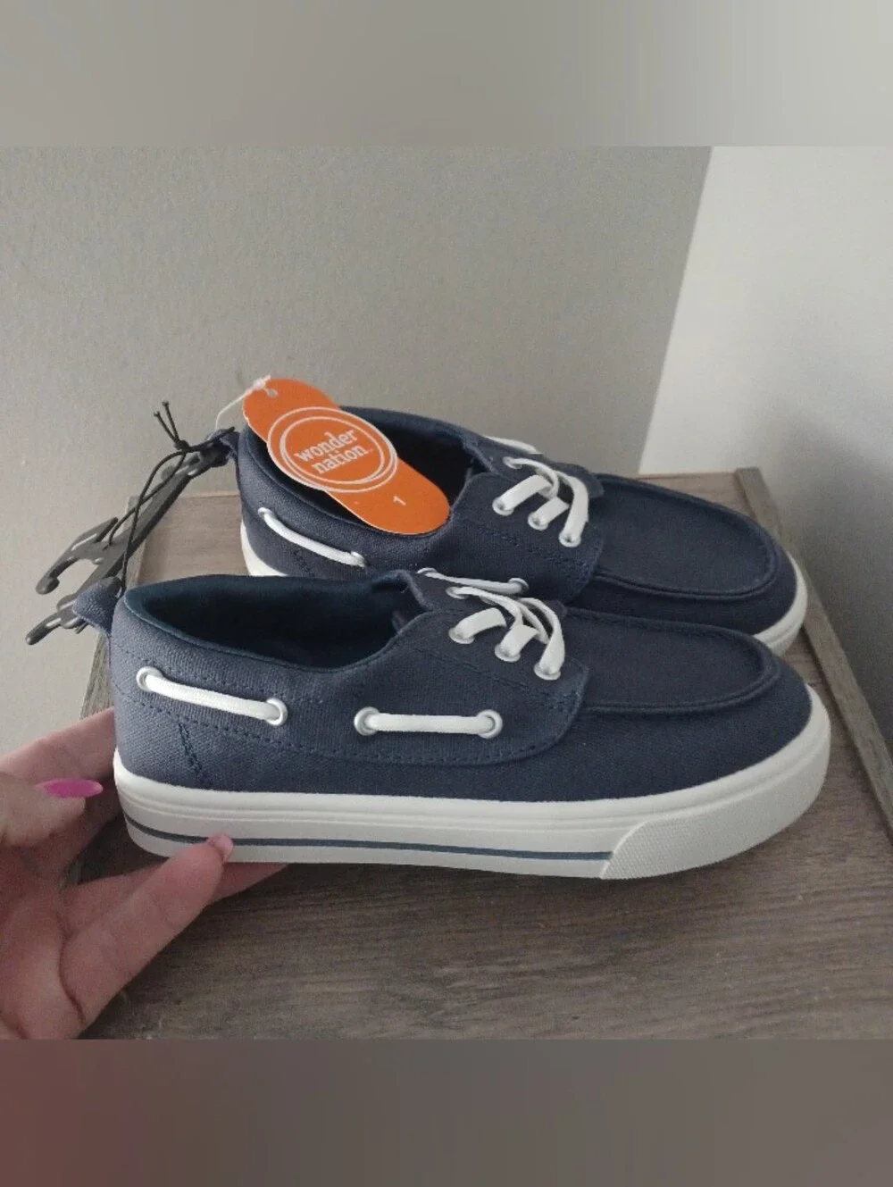Wonder Nation Navy Boat Shoes Boys Sz 1